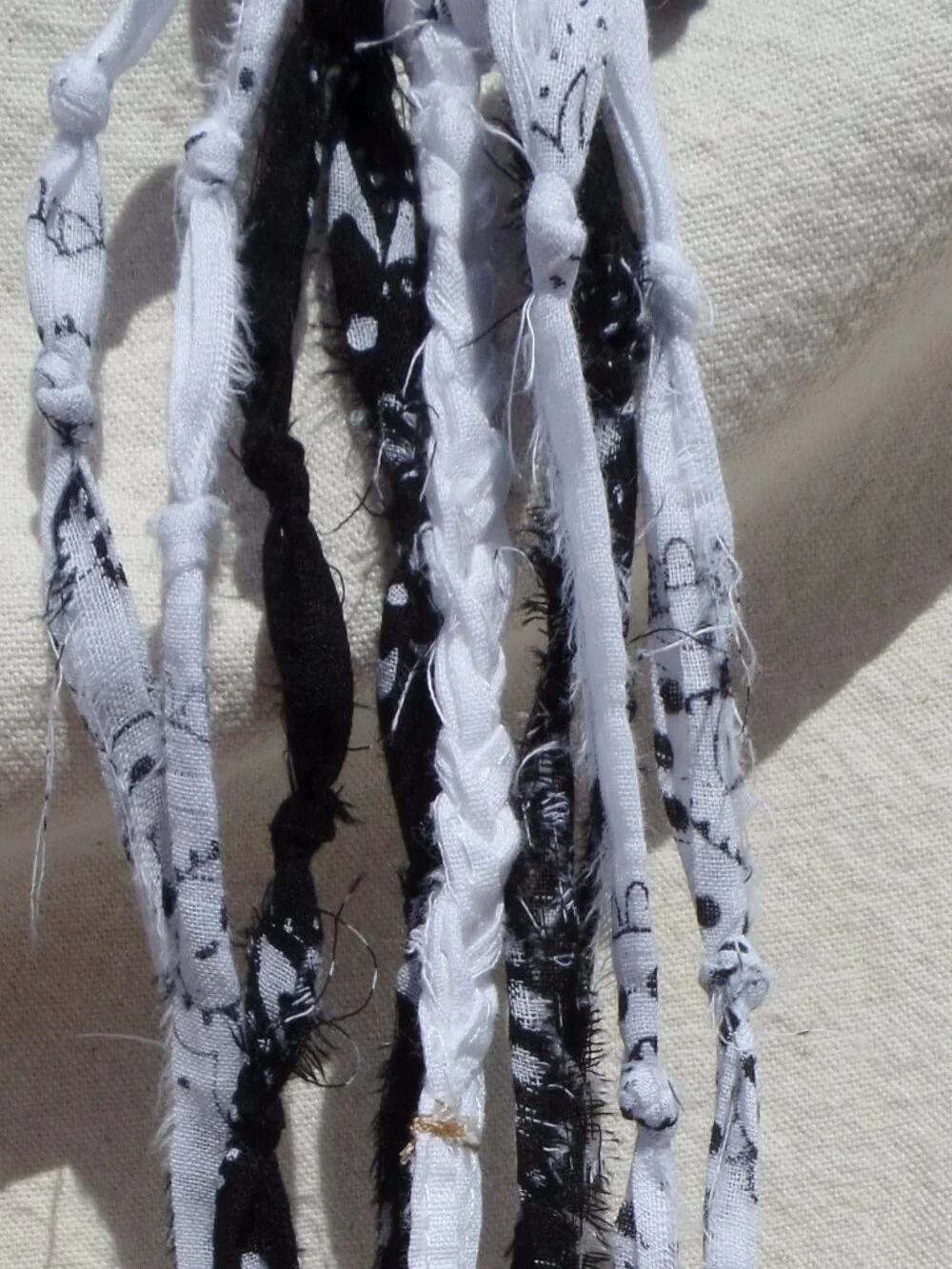 Hand Crafted Hair Tie Swag (1) BLACK & WHITE